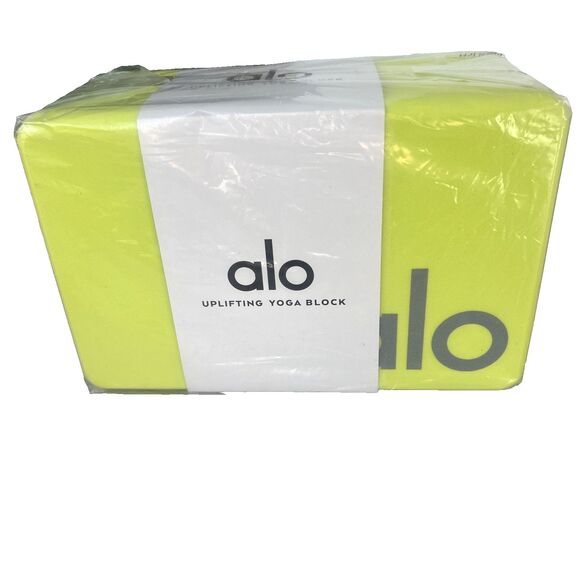 Alo Uplifting Yoga Block in Highlighter Yellow / Silver 9 x 6 x 4 "New Sealed - Picture 1 of 5